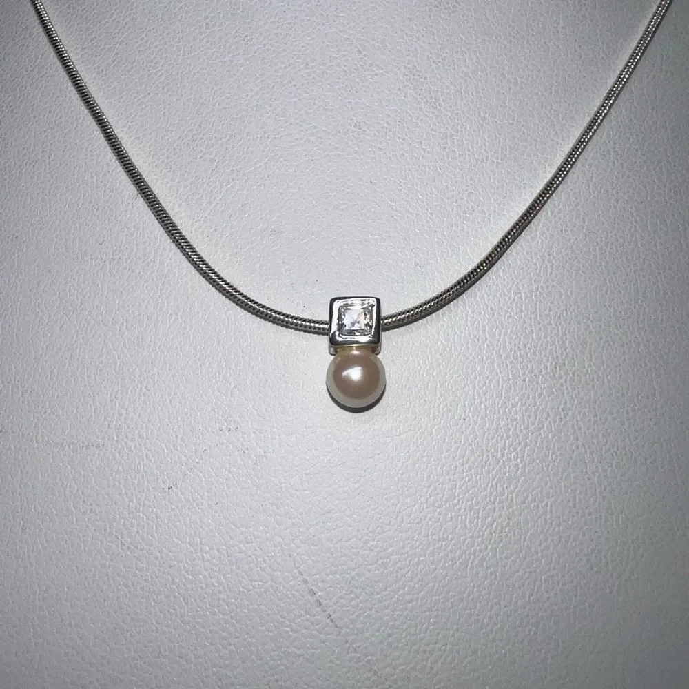 Carolee‎ Vintage Faux Pearl and Rhinestone Charm Necklace